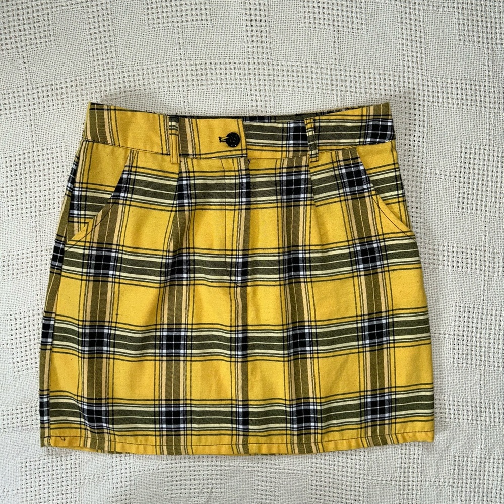Charlotte Russe Yellow Plaid Mini Skirt